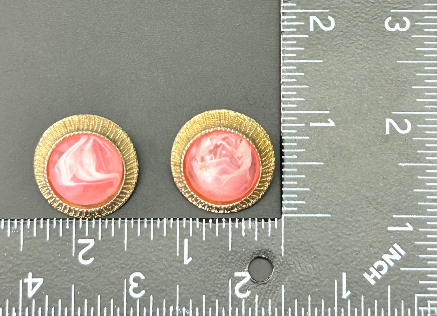 Vintage Acrylic Pink Marbled Clip Earrings