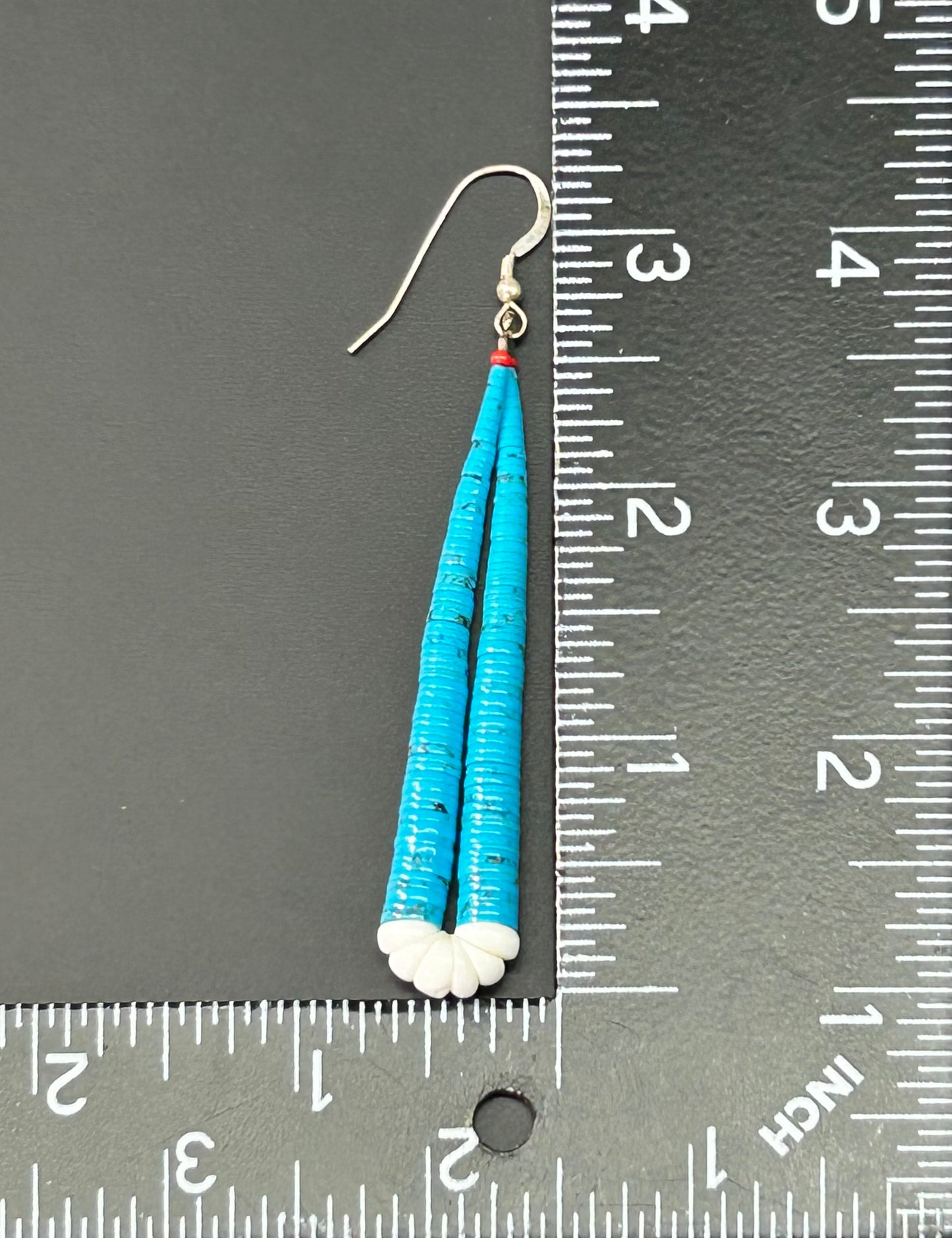 Turquoise Heishi & Shell Sterling Silver Jacla Earrings