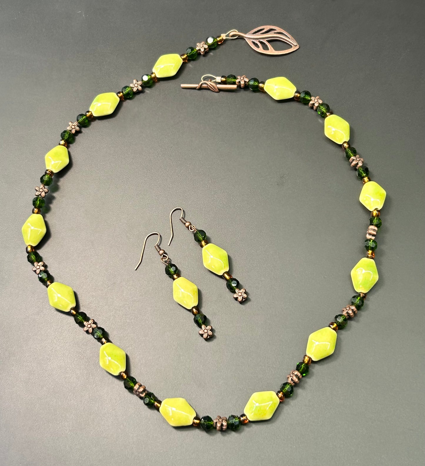 Ceramic & Glass Earrings & Necklace Set