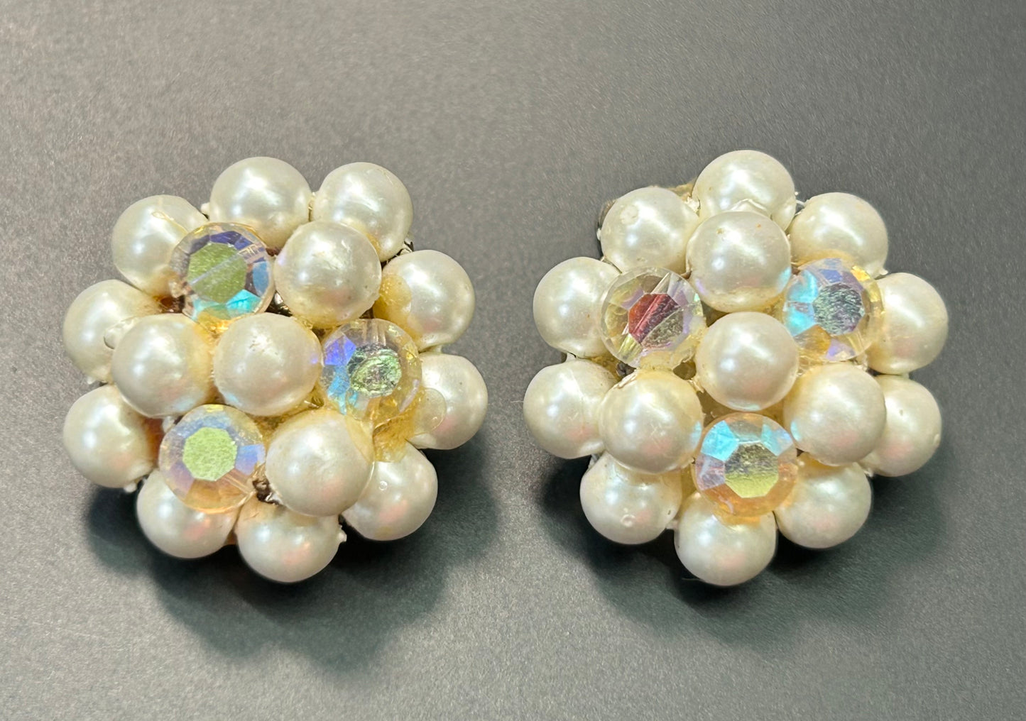 Vintage Cluster Clip Earrings