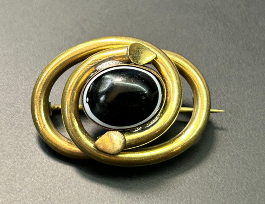 Brass Glass Cabochon Brooch