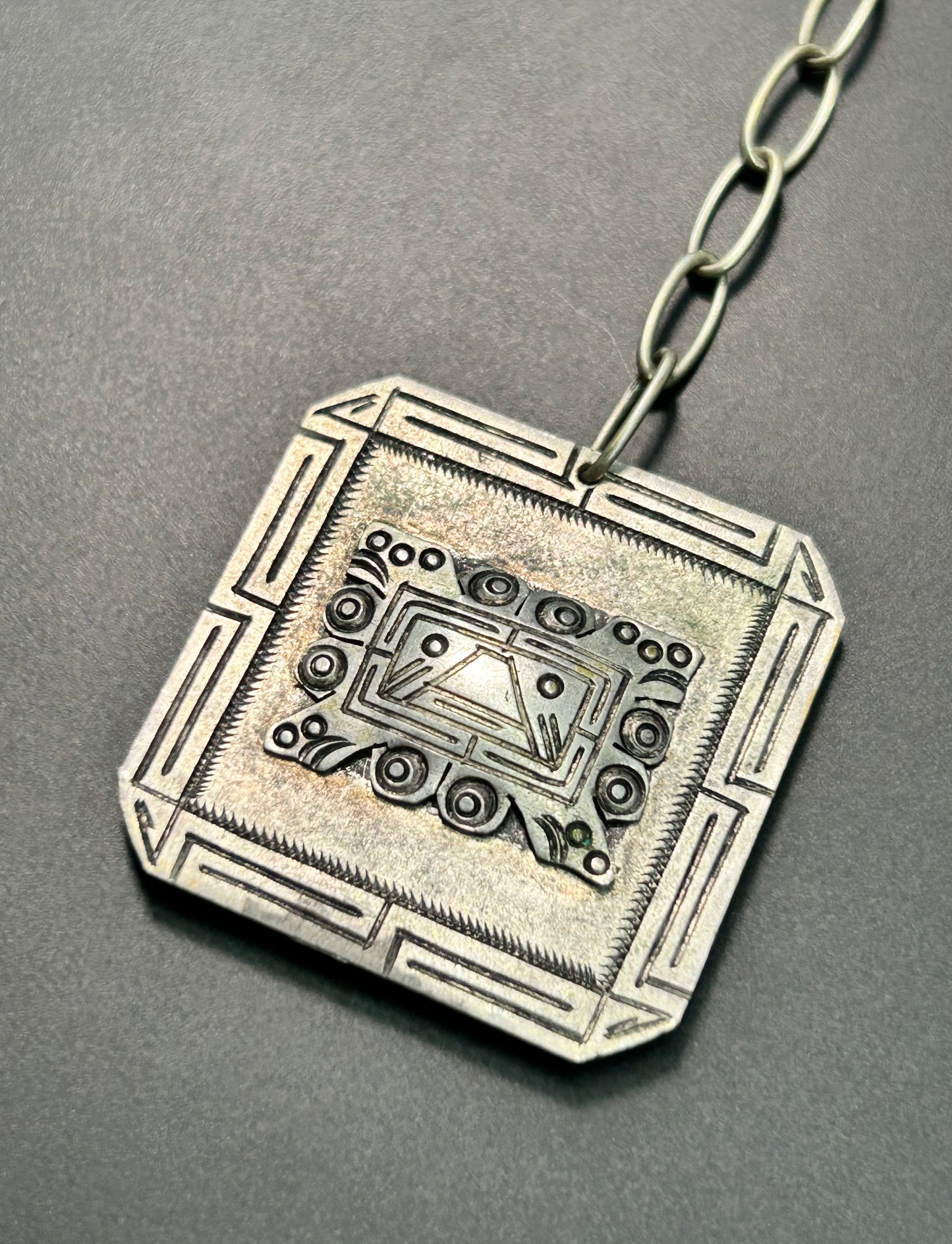Vintage Sterling Silver Aztec Keychain
