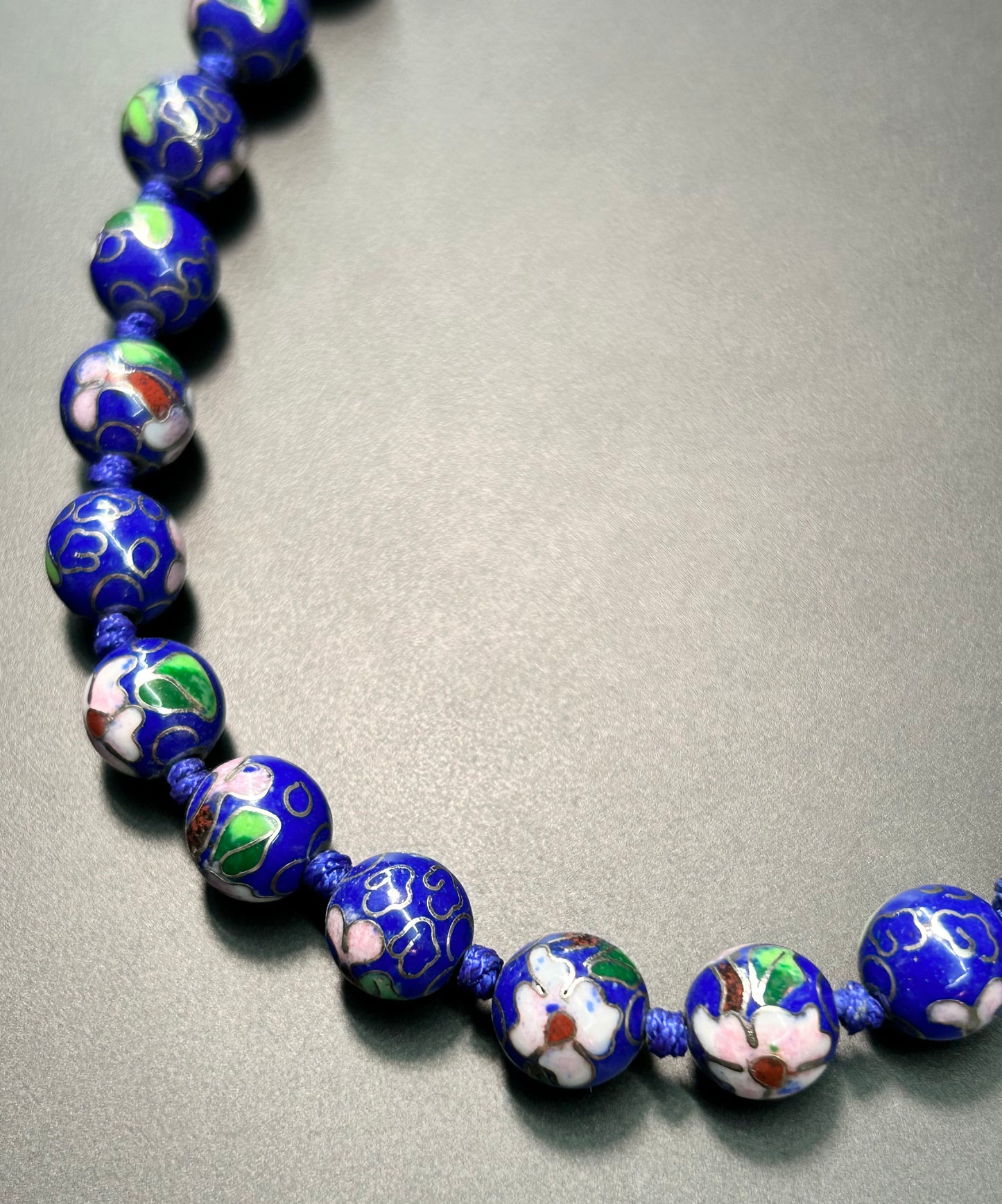 Sterling Silver Hand Knotted Cloisonné Necklace