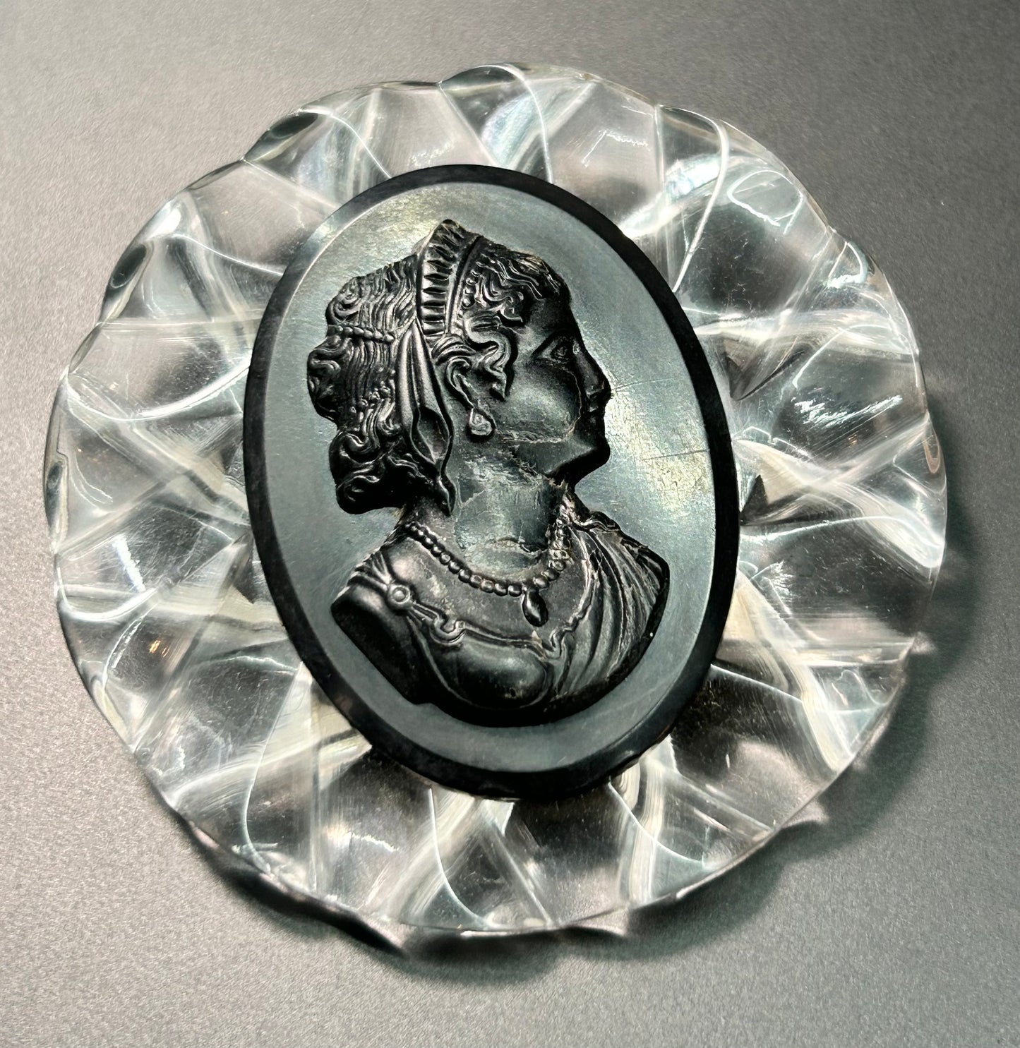 Vintage Lucite Cameo Brooch