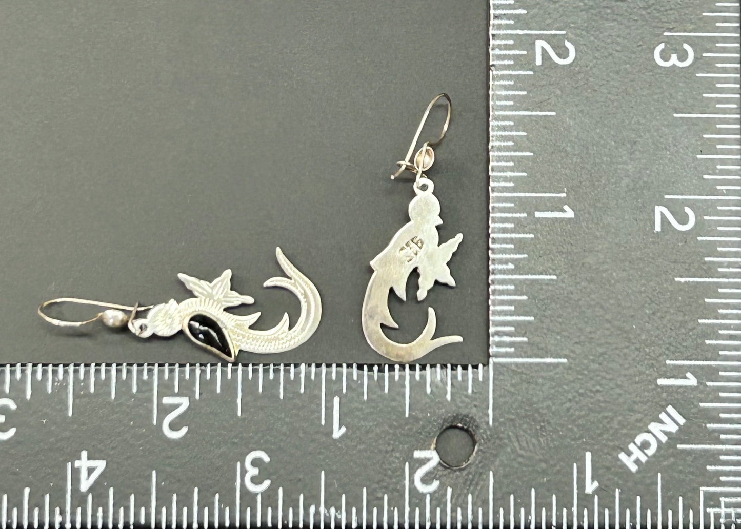 Mexico Sterling Silver Onyx Bird Earrings