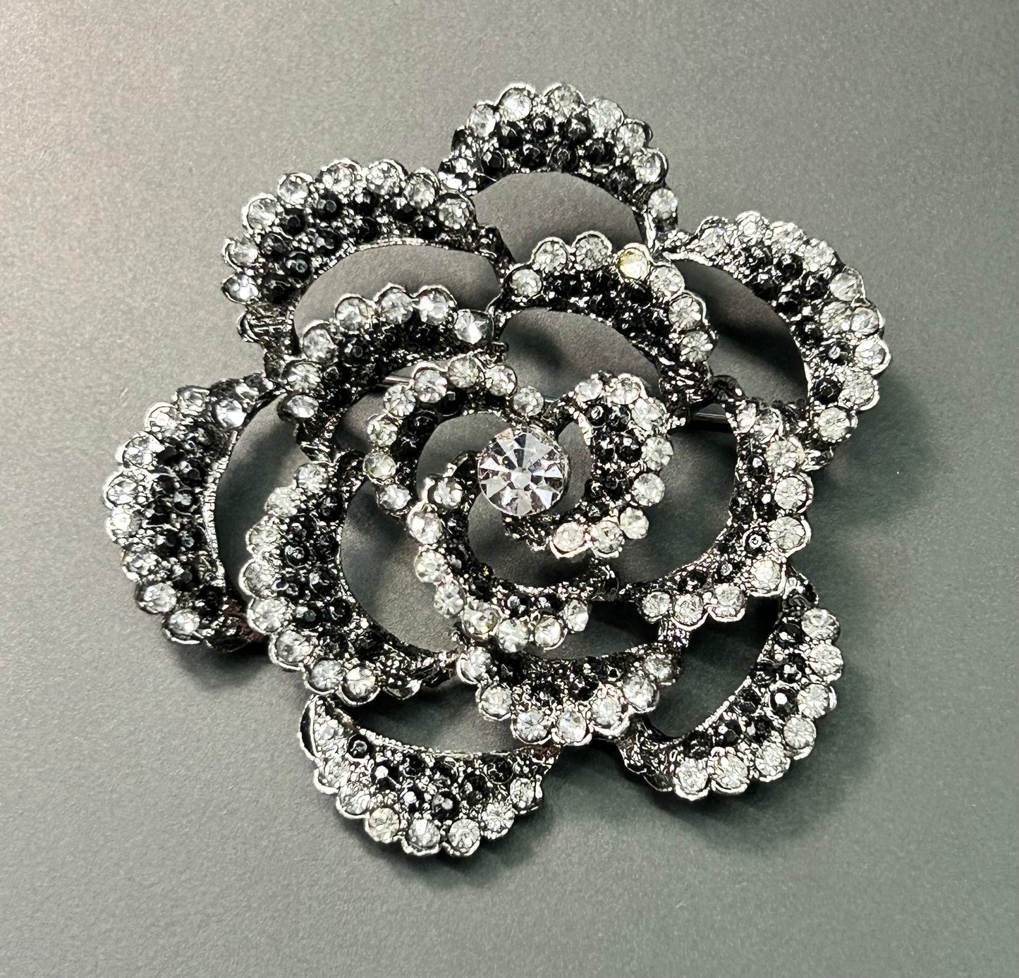 Rhinestone Flower Brooch