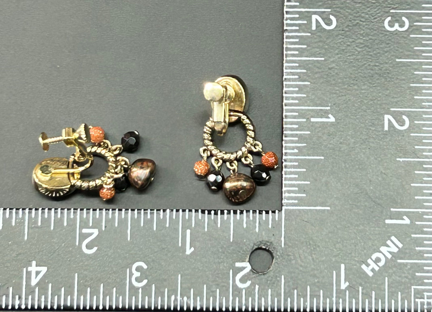 Gold Tone Dangle Clip Earrings
