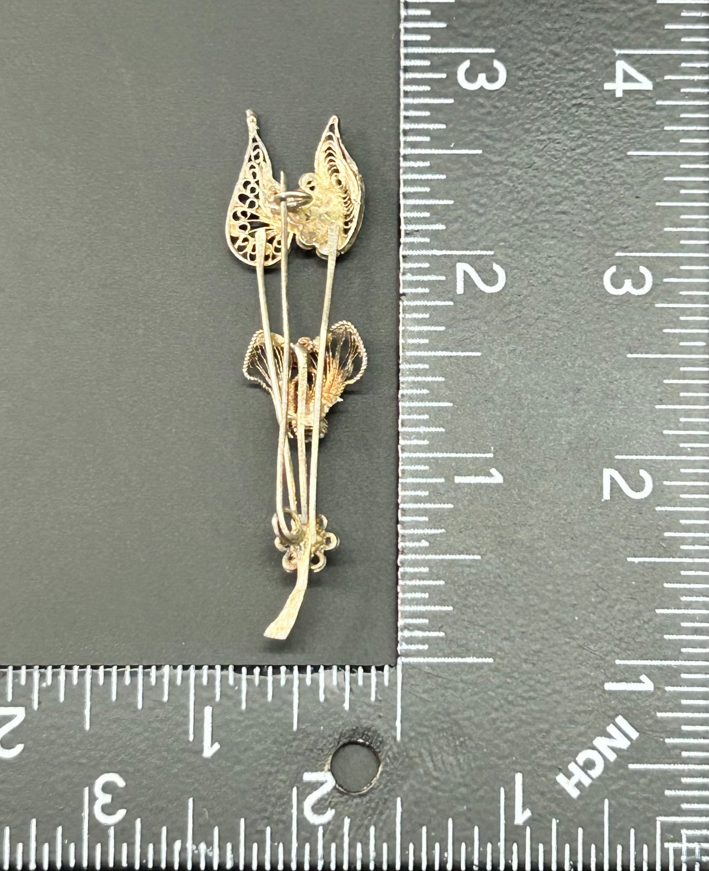 Antique Sterling Silver Filigree Brooch