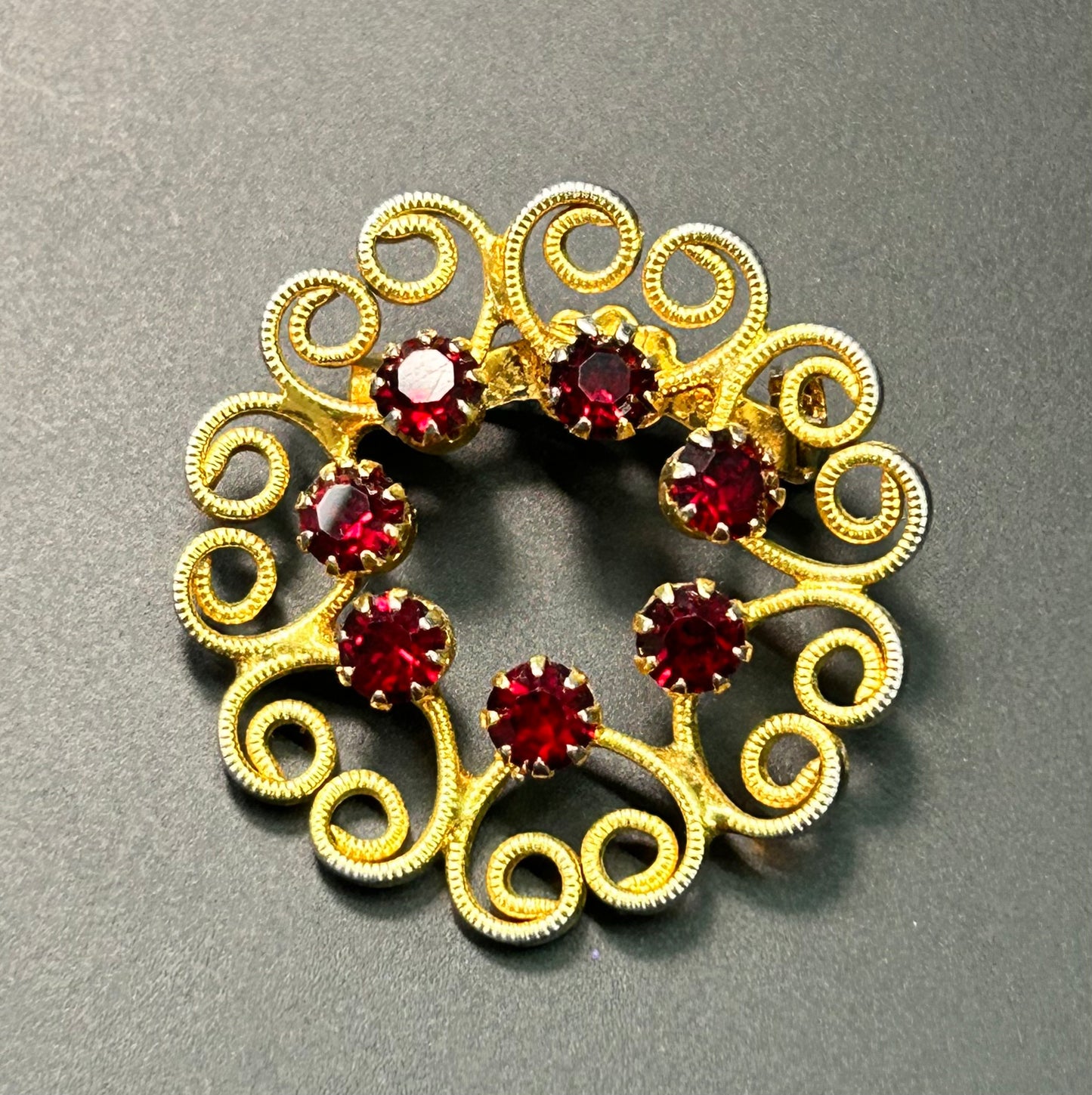 Gold Tone Rhinestone Brooch