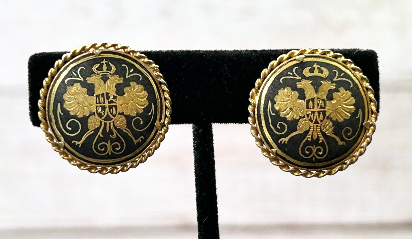 Damascene Clip Earrings