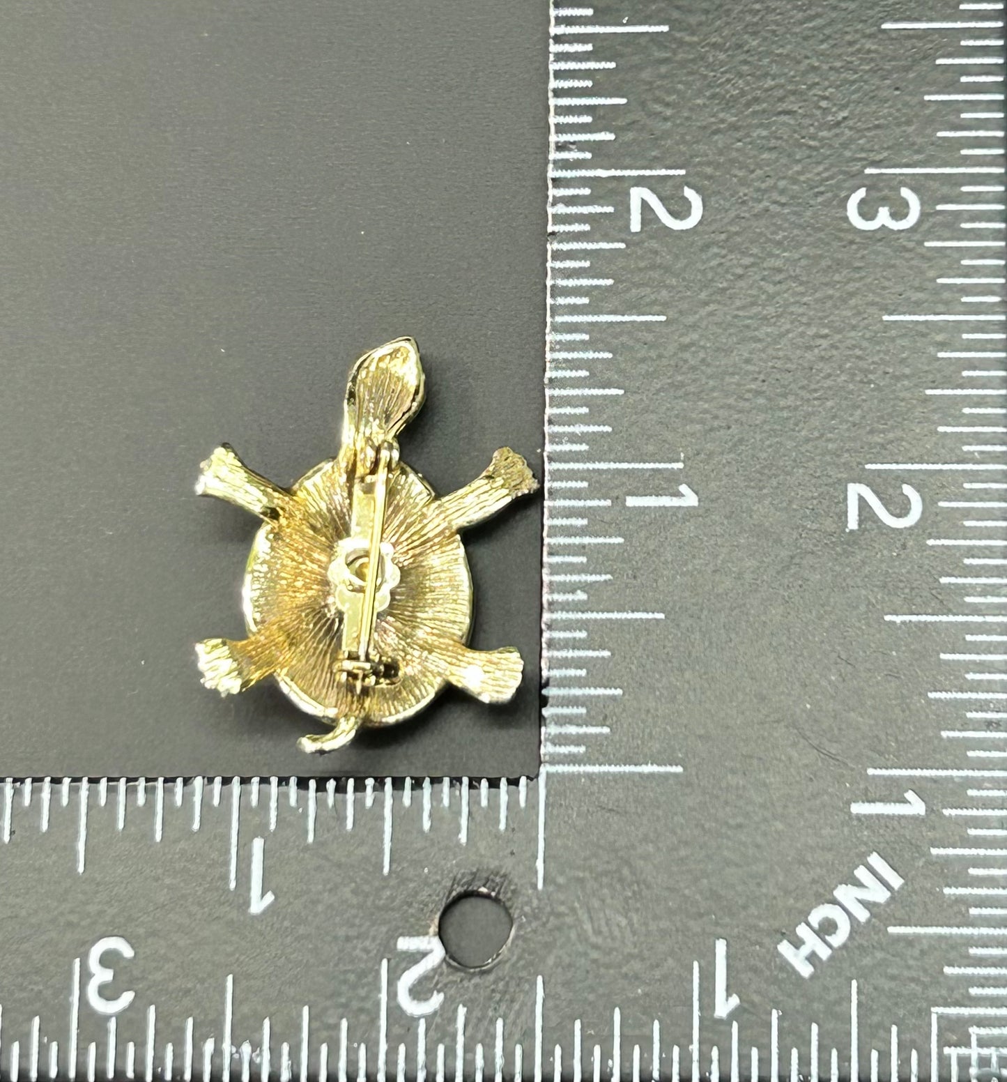 Gold Tone Turtle Brooch
