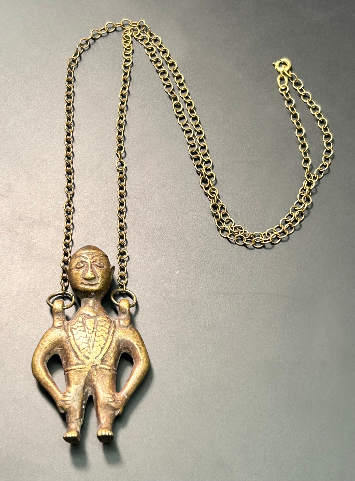 Solid Brass Tribal Man Necklace