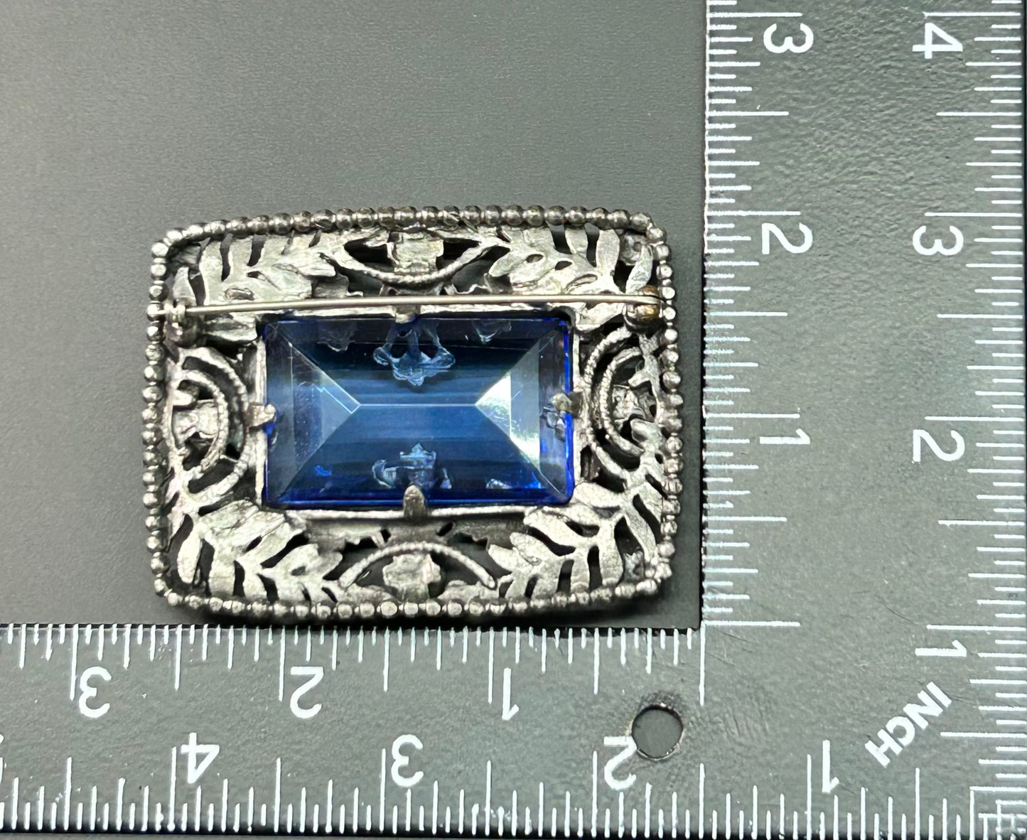 Vintage Blue Rhinestone Brooch