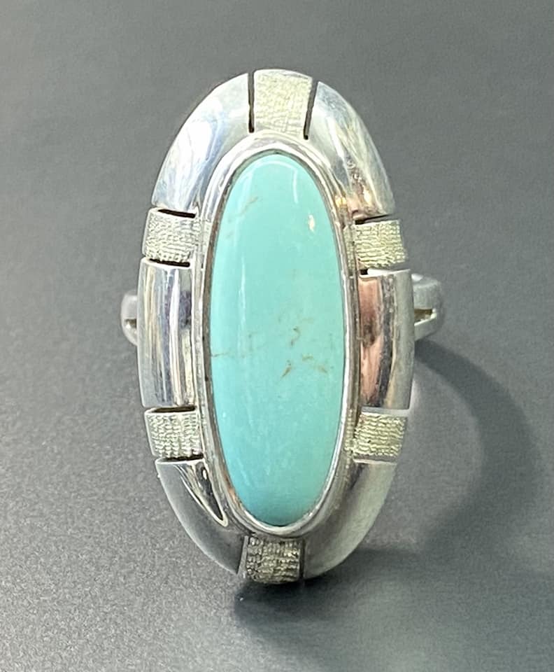 Vintage Mexico CII Sterling Silver Turquoise Ring