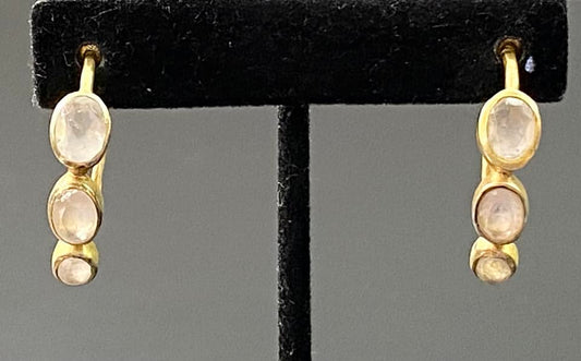 Sterling Silver Vermeil Rose Quartz Earrings