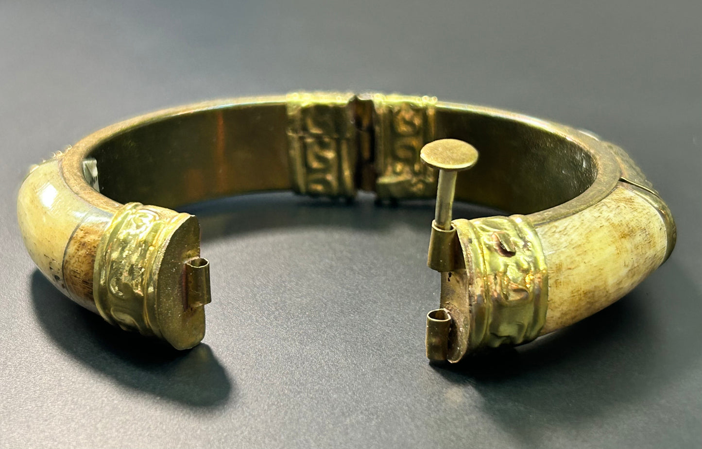 Bone & Brass Hinged Bracelet