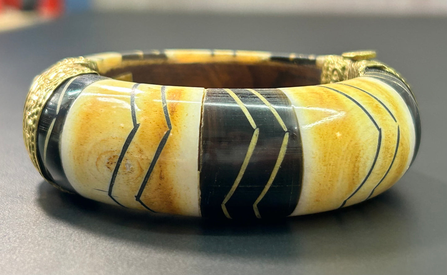 Wood Bone & Brass Bracelet
