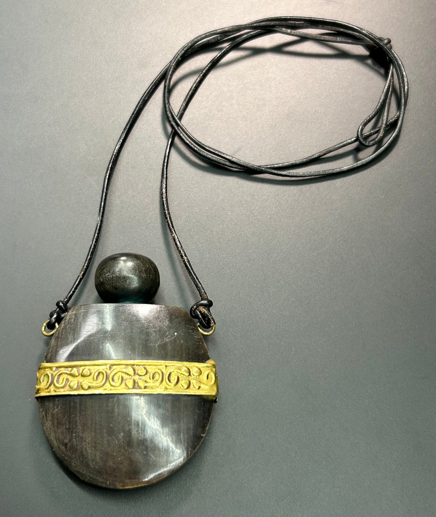 Bone & Brass Poison Pendant Necklace