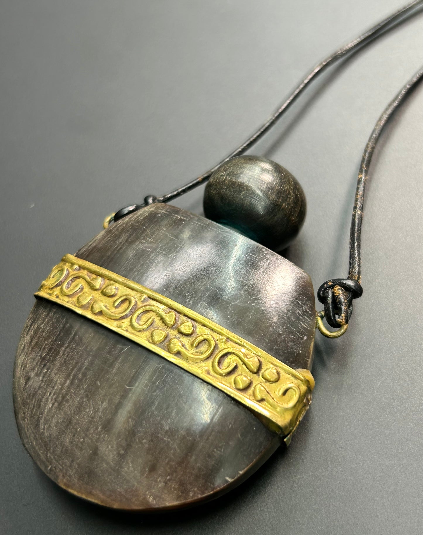 Bone & Brass Poison Pendant Necklace