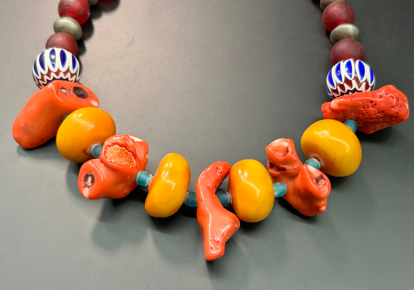 Chunky Coral Tribal Necklace