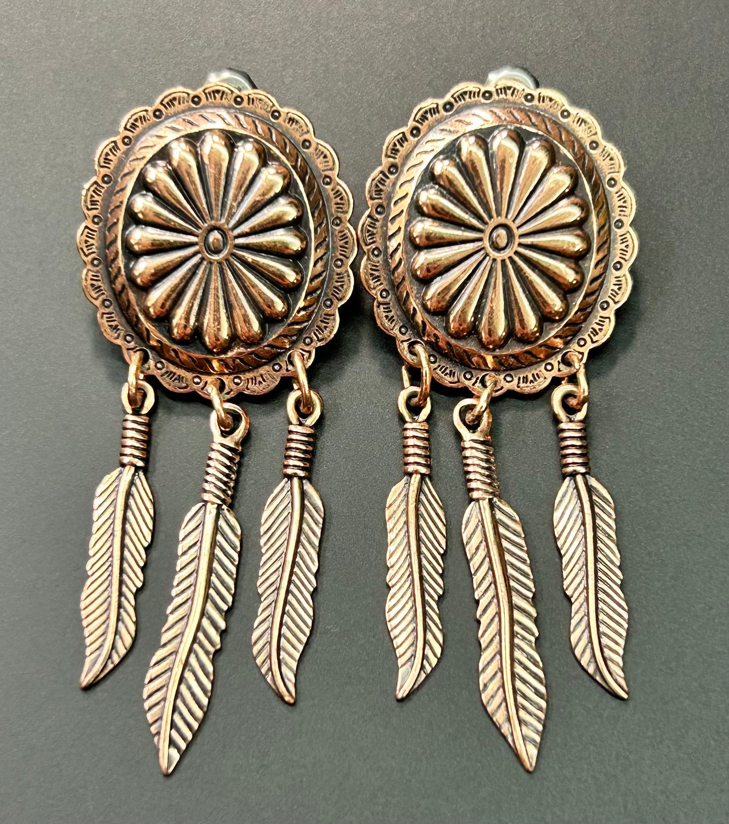 Copper Tone Concho Earrings