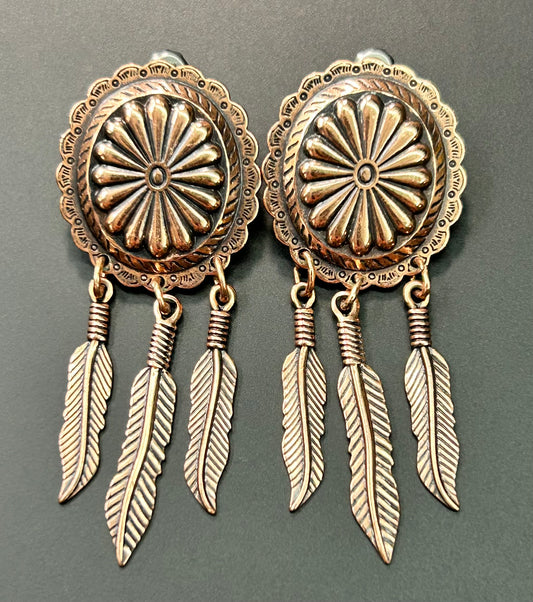 Copper Tone Concho Earrings