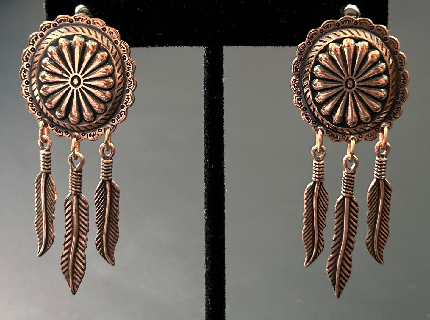 Copper Tone Concho Earrings