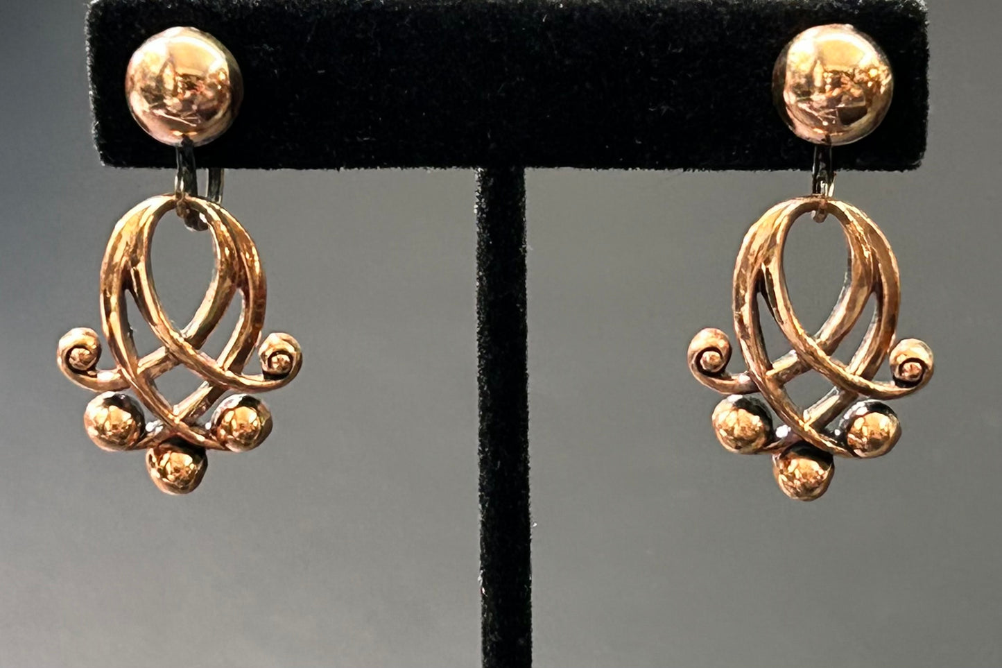 Copper Overlay Clip Earrings