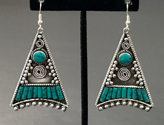 Silver Tone Faux Turquoise Earrings