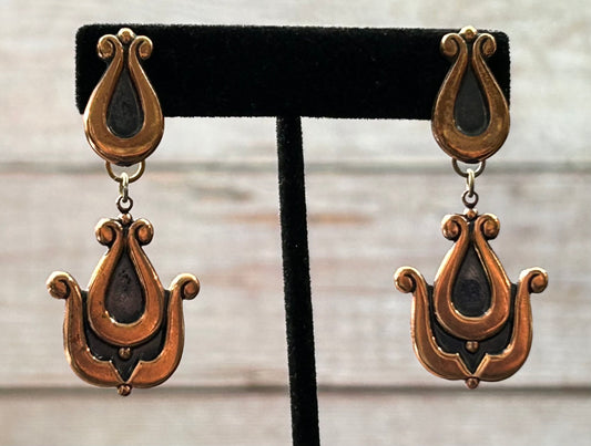 Copper Overlay Screw Back Earrings