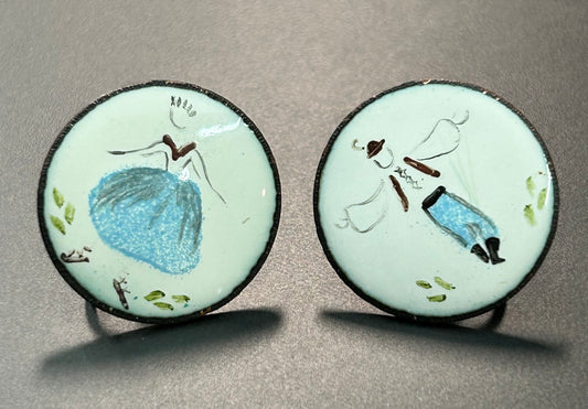 Painted Copper Screw Back Earrings