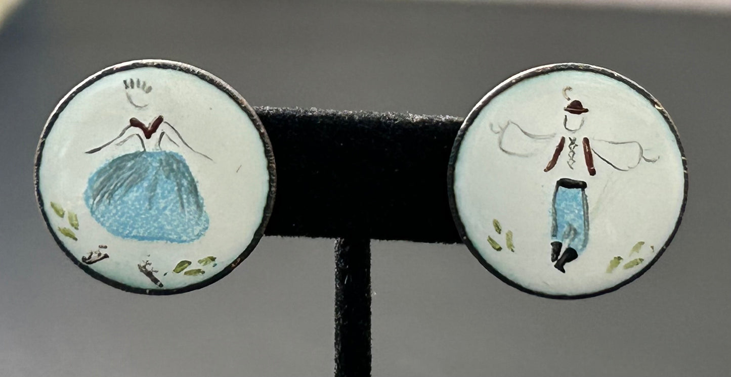 Painted Copper Screw Back Earrings