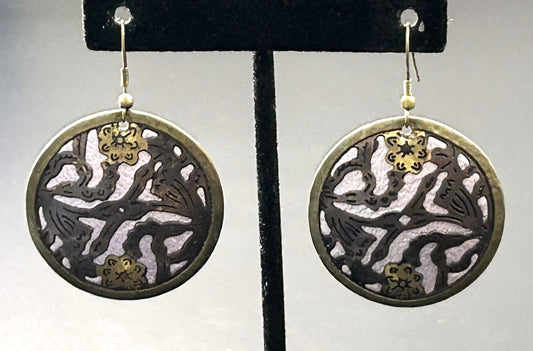 Lavender Color Brass Earrings