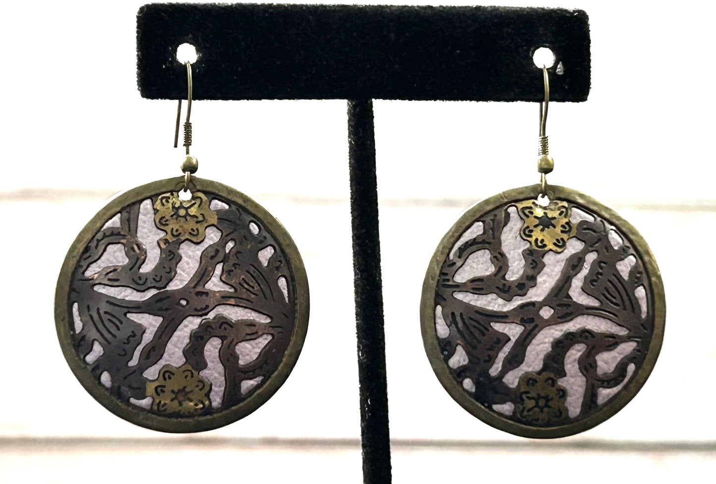 Lavender Color Brass Earrings