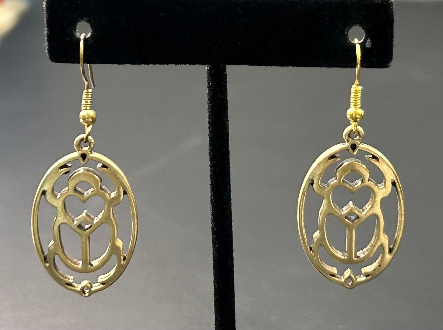 Gold Tone Beetle Earrings