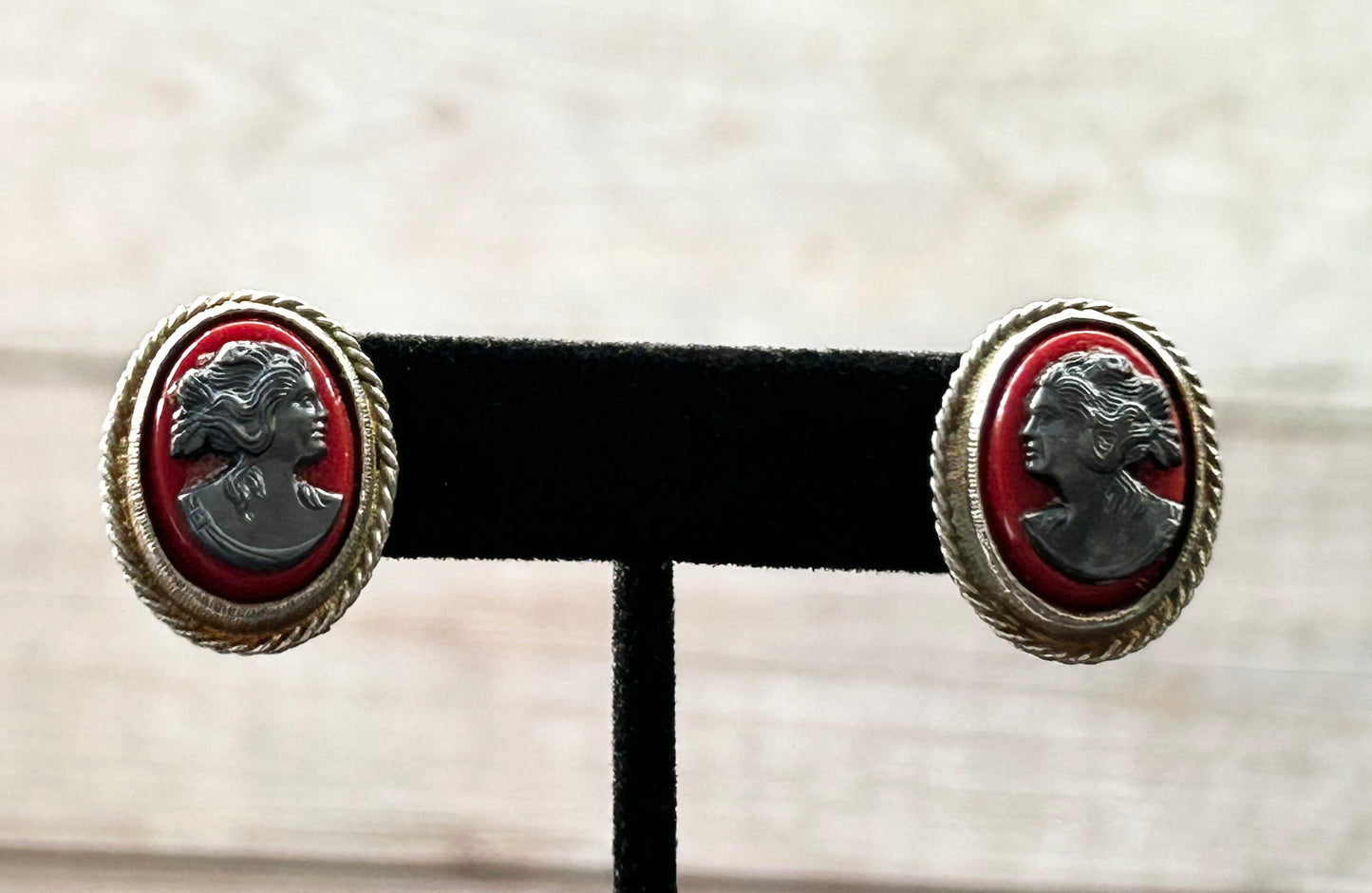 Acrylic Cameo Clip Earrings