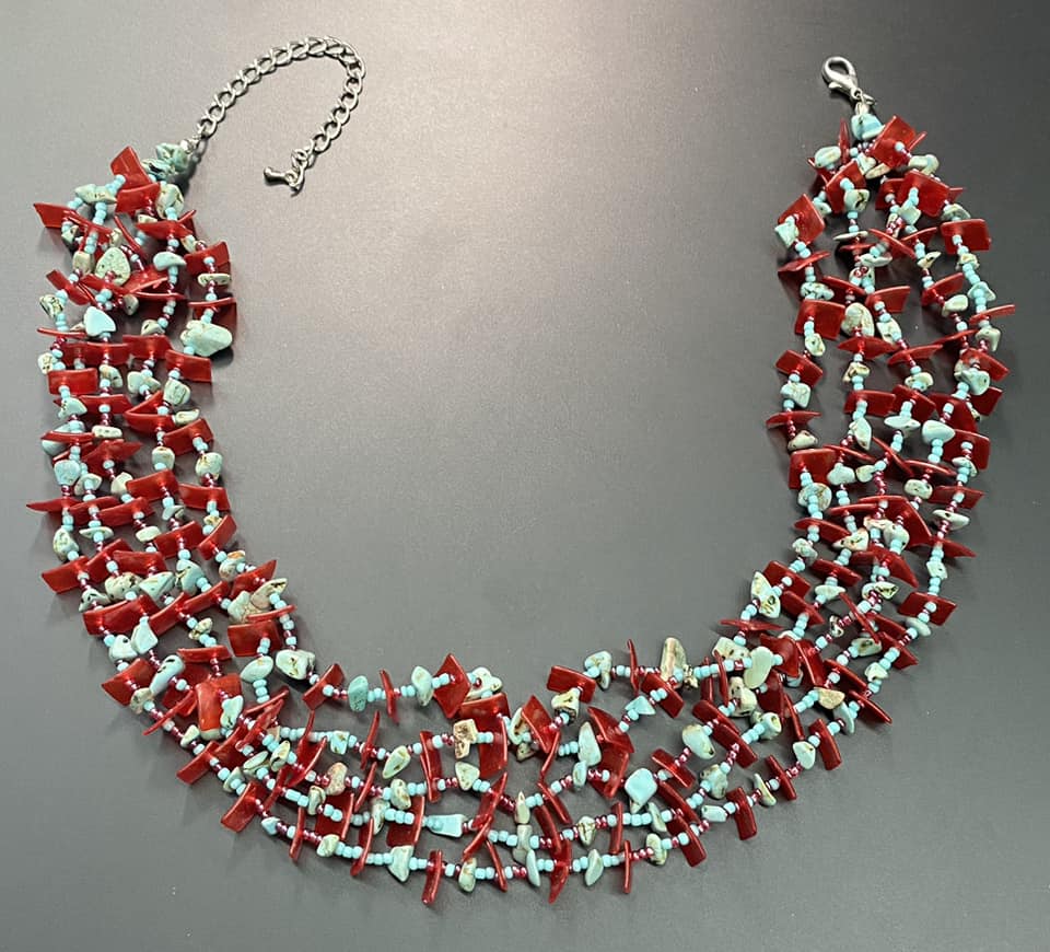 Stone Seed Bead Acrylic Necklace