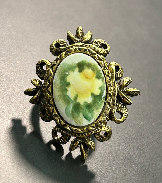 Vintage Yellow Rose Ring