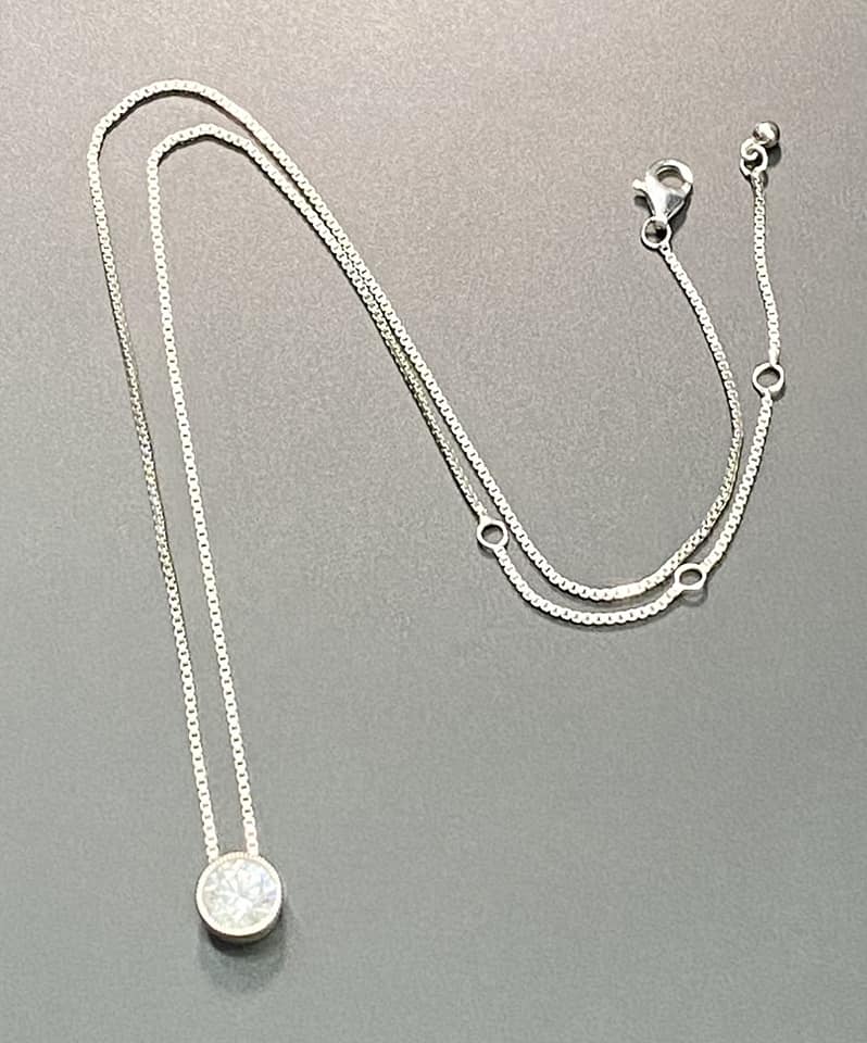 Sterling Silver CZ Pendant Necklace