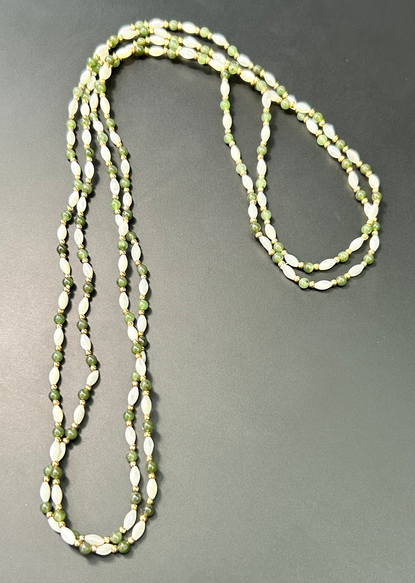 2 MOP & Nephrite Necklace
