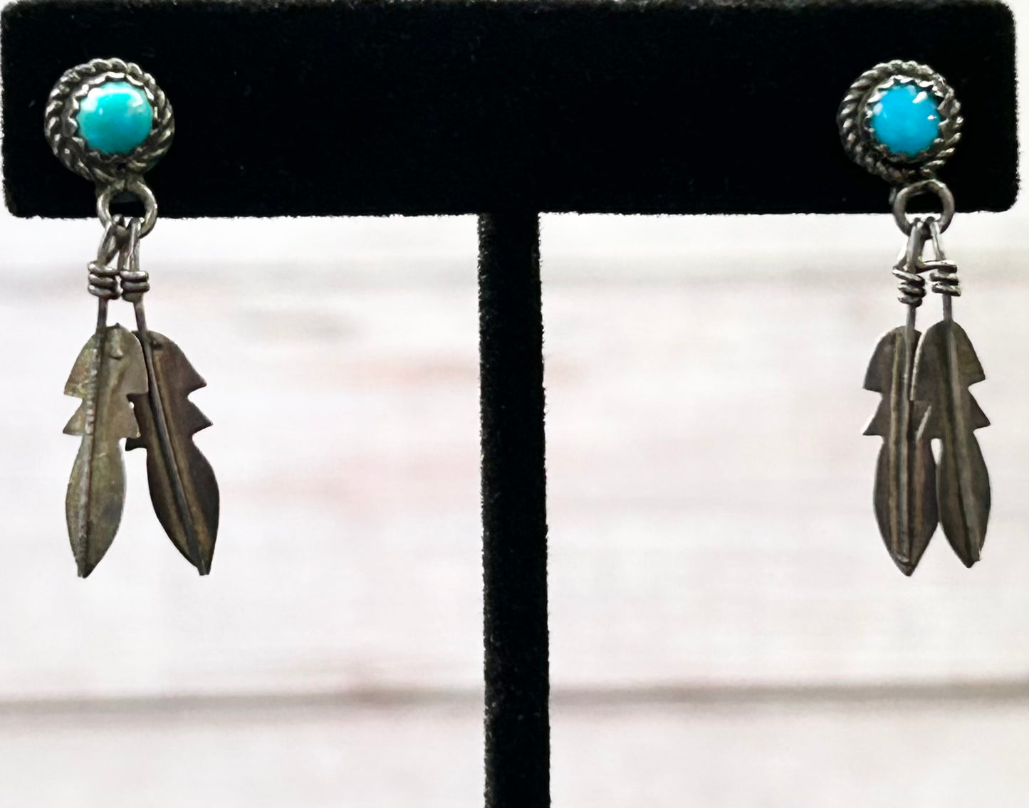 Native American Sterling Silver Feather Earrings