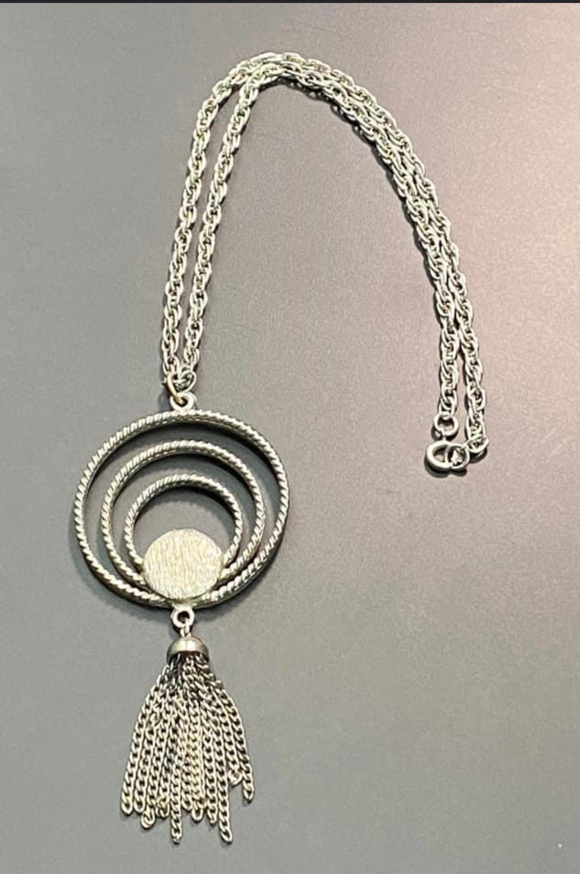 Vintage Silver Tone Tassel Necklace