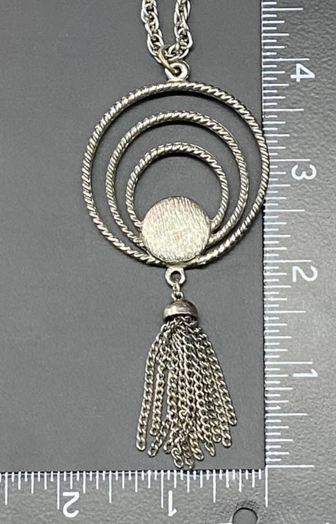 Vintage Silver Tone Tassel Necklace