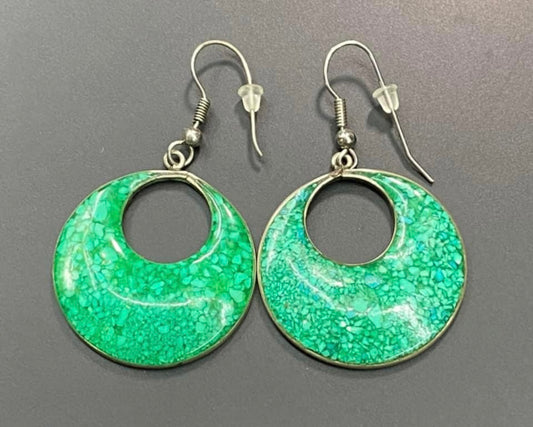 Alpaca Dyed Crushed Stone Earrings