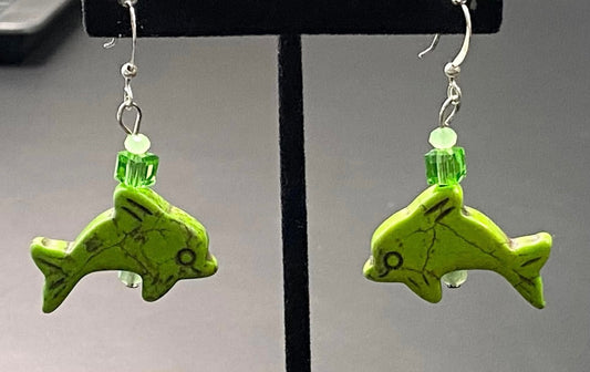 Dyed Stone Dolphin Earrings