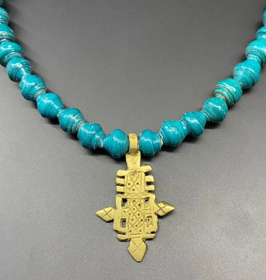 Brass Ethiopian Coptic Cross Necklace