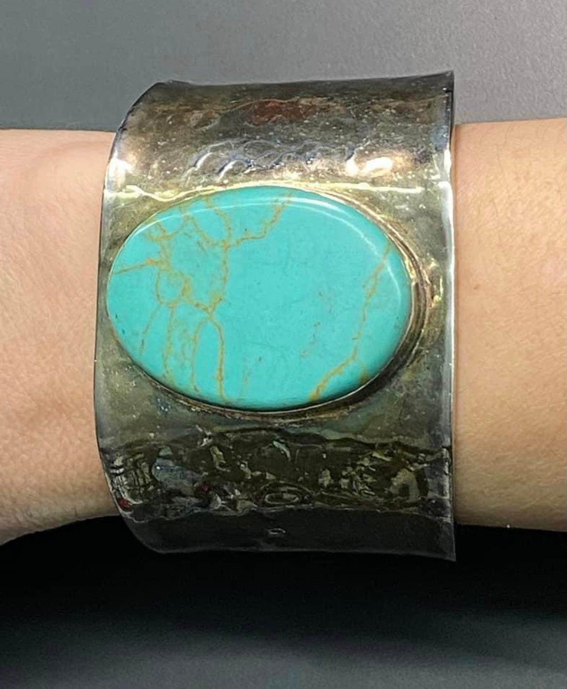 Mexico Sterling Silver Faux Turquoise Bracelet