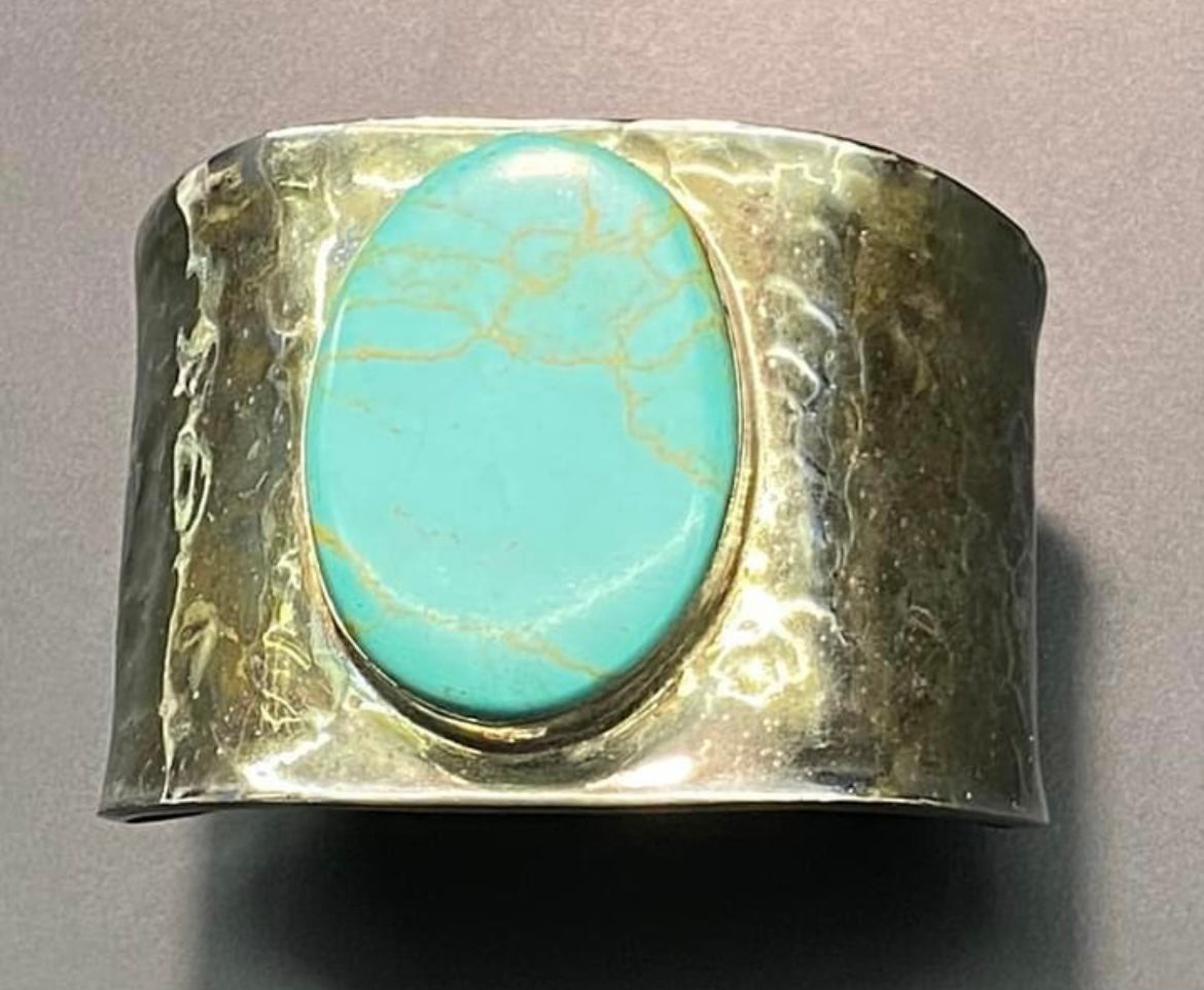 Mexico Sterling Silver Faux Turquoise Bracelet