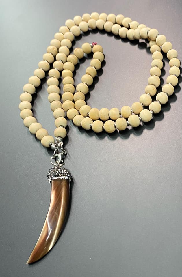 Wood Bead Shell Necklace