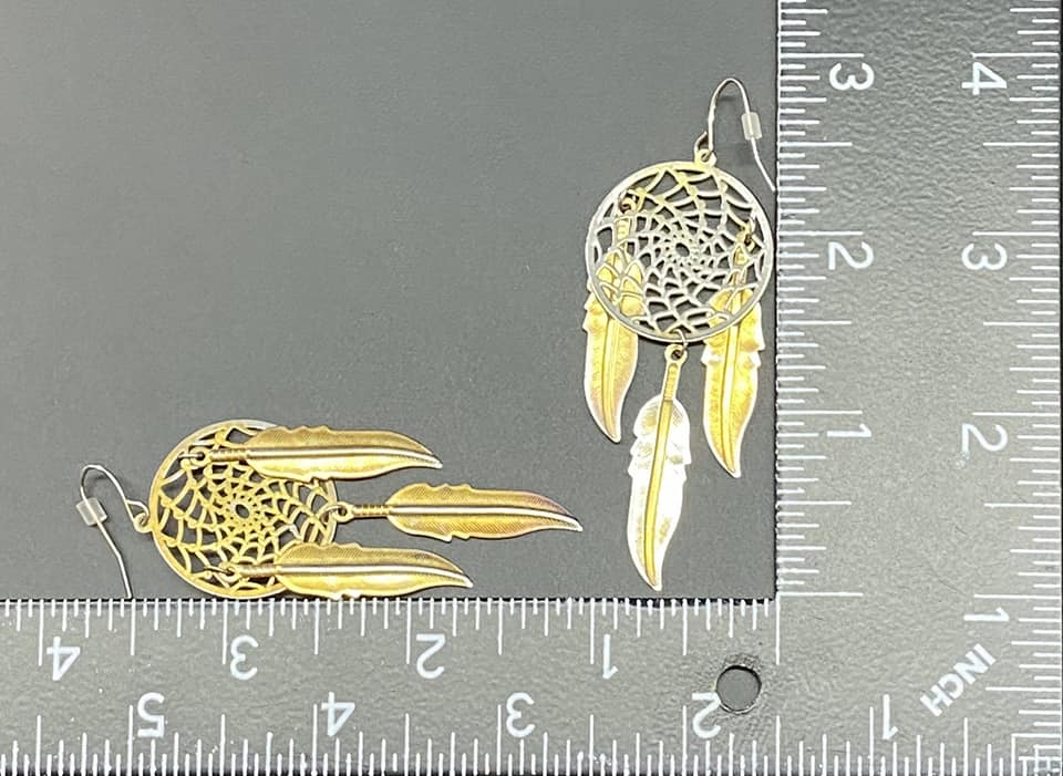 Gold Tone Dreamcatcher Earrings